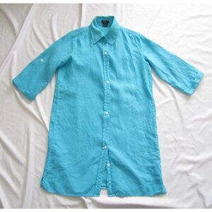 Women Pure Amici 100% Linen Button Long Sleeve Shirt Sz S (WB279)